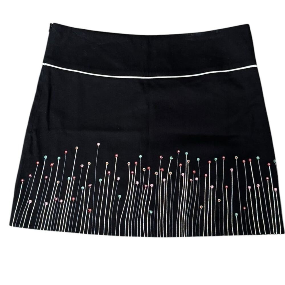 Nicola Quilter Black Embroidered Mini Skirt Fully Lined Size US 8-10 - Picture 7 of 7